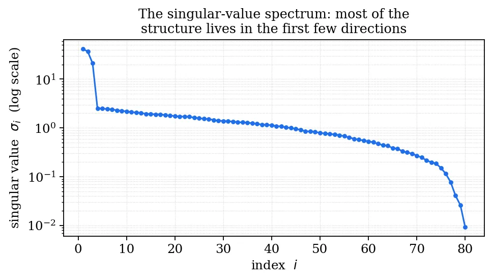 The singular value spectrum decays fast